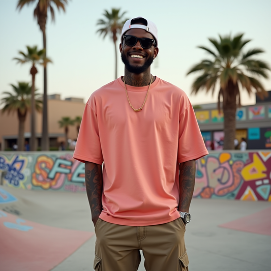 Premium Coral Oversized Solid Plain T-shirt