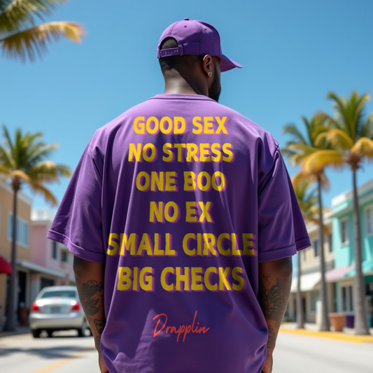 No Stress Premium Purple Oversized Typography Back Printed T-shirt