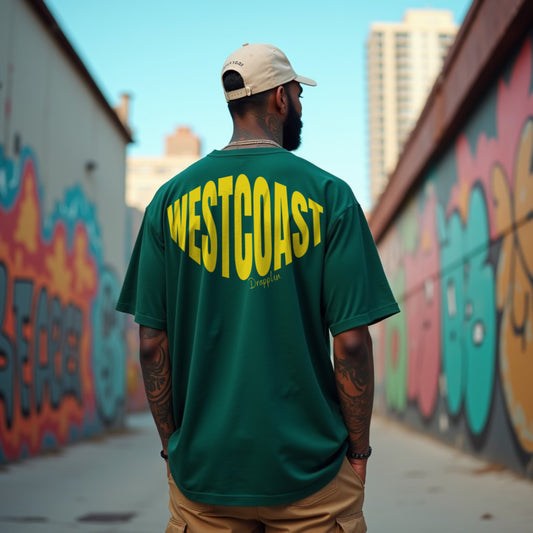Westcoast Premium Forest Green Oversized Typography Back Printed T-shirt