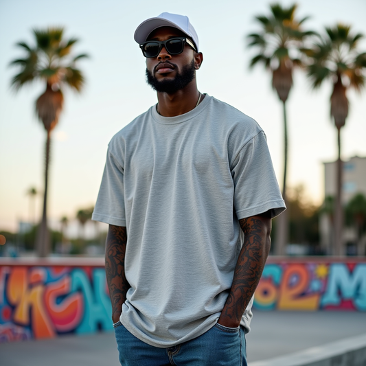 Premium Grey Mélange Oversized Solid Plain T-shirt