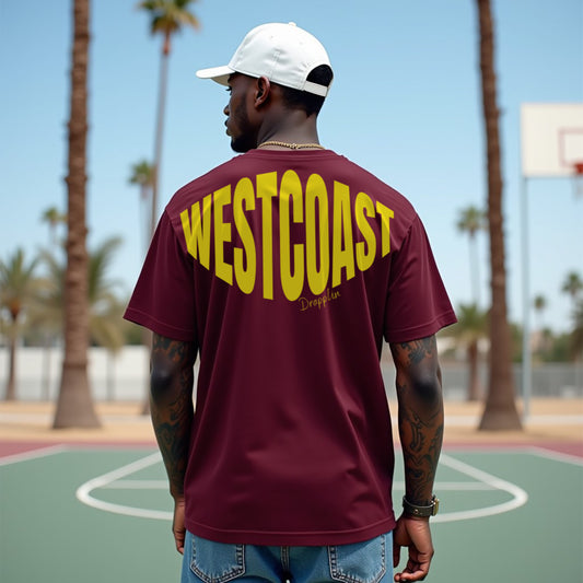 Westcoast Premium Maroon Oversized Typography Back Printed T-shirt