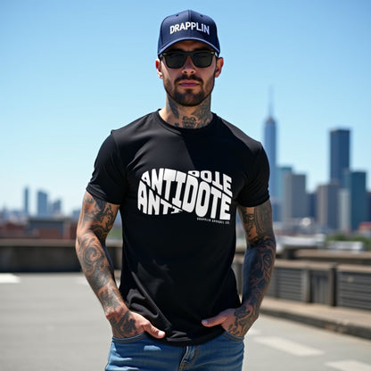 Antidote Black Crew Neck Graphic Printed T-shirt