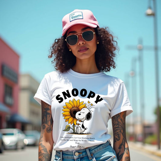 Snoopy White Woman Regular Fit Printed T-shirt