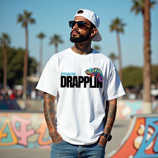 Stealth Premium White Oversized Typography Printed T-shirt