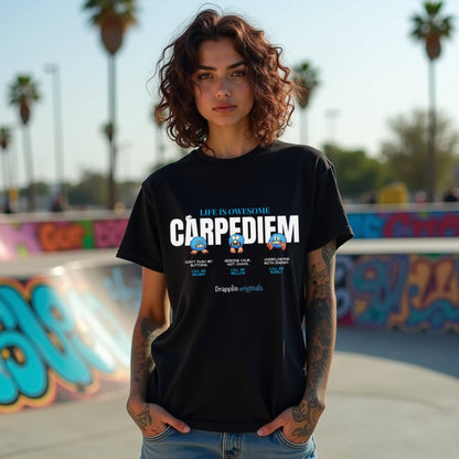 Carpediem Black Woman Regular Fit Printed T-shirt