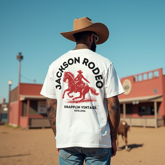 Rodeo Premium White Oversized Back Printed T-shirt