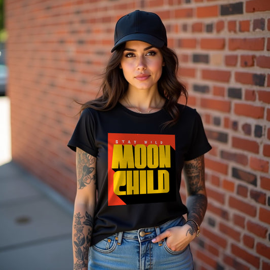 Moonchild Woman Black Relaxed Fit Printed T-shirt