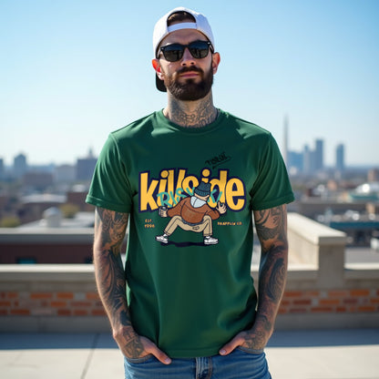 Killside Forest Green Crew Neck Graphic Printed T-shirt