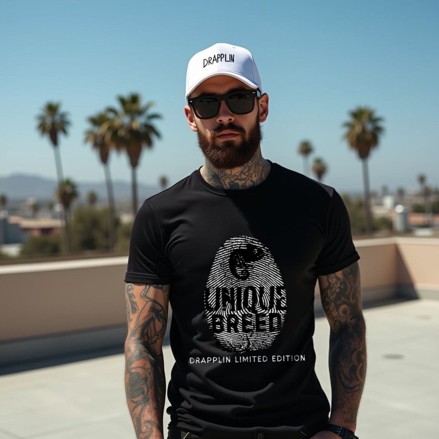 Unique Breed Black Crew Neck Graphic Printed T-shirt