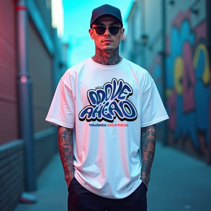 Move Premium White Oversized Typography Printed T-shirt