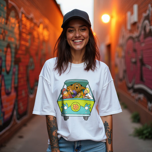 Scooby Doo Premium Unisex White Oversized Printed T-shirt