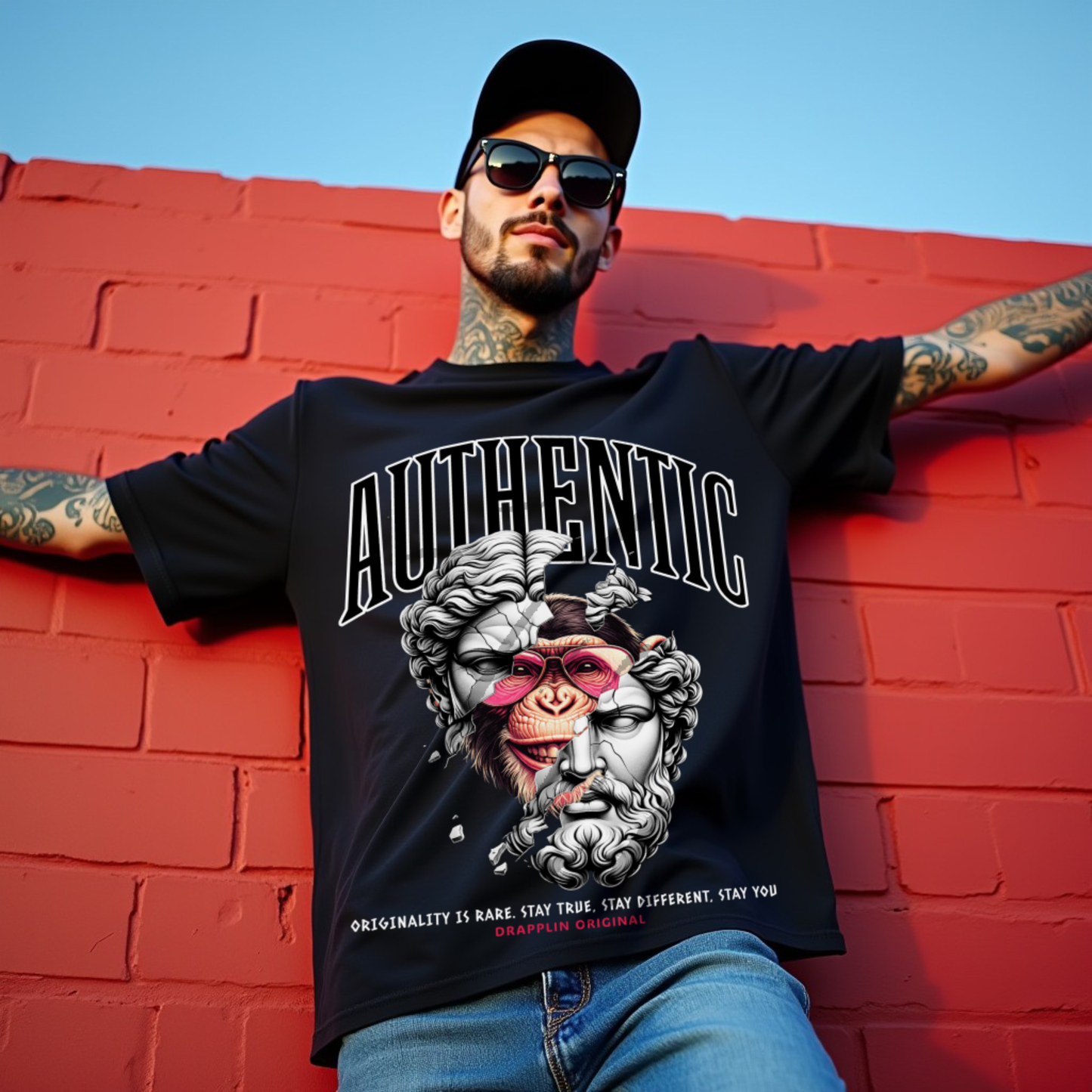 Authentic Premium Black Oversized Printed T-shirt