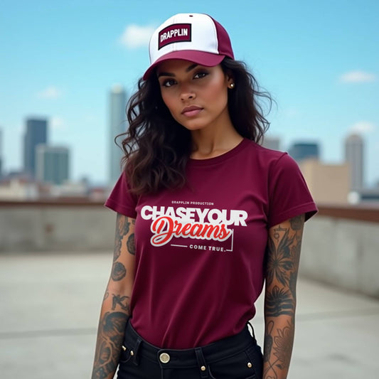Chase Maroon Woman Relaxed Fit Printed T-shirt