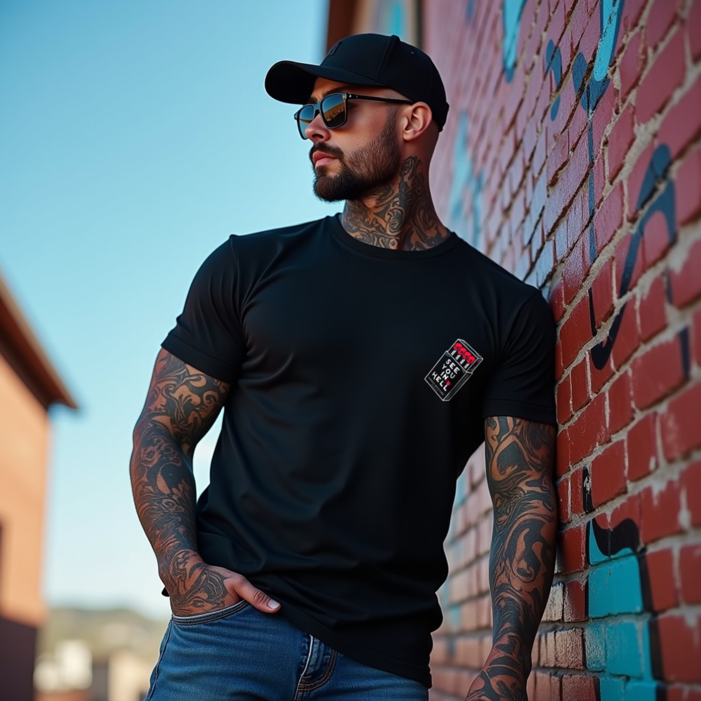 Hell Black Crew Neck Graphic Printed T-shirt