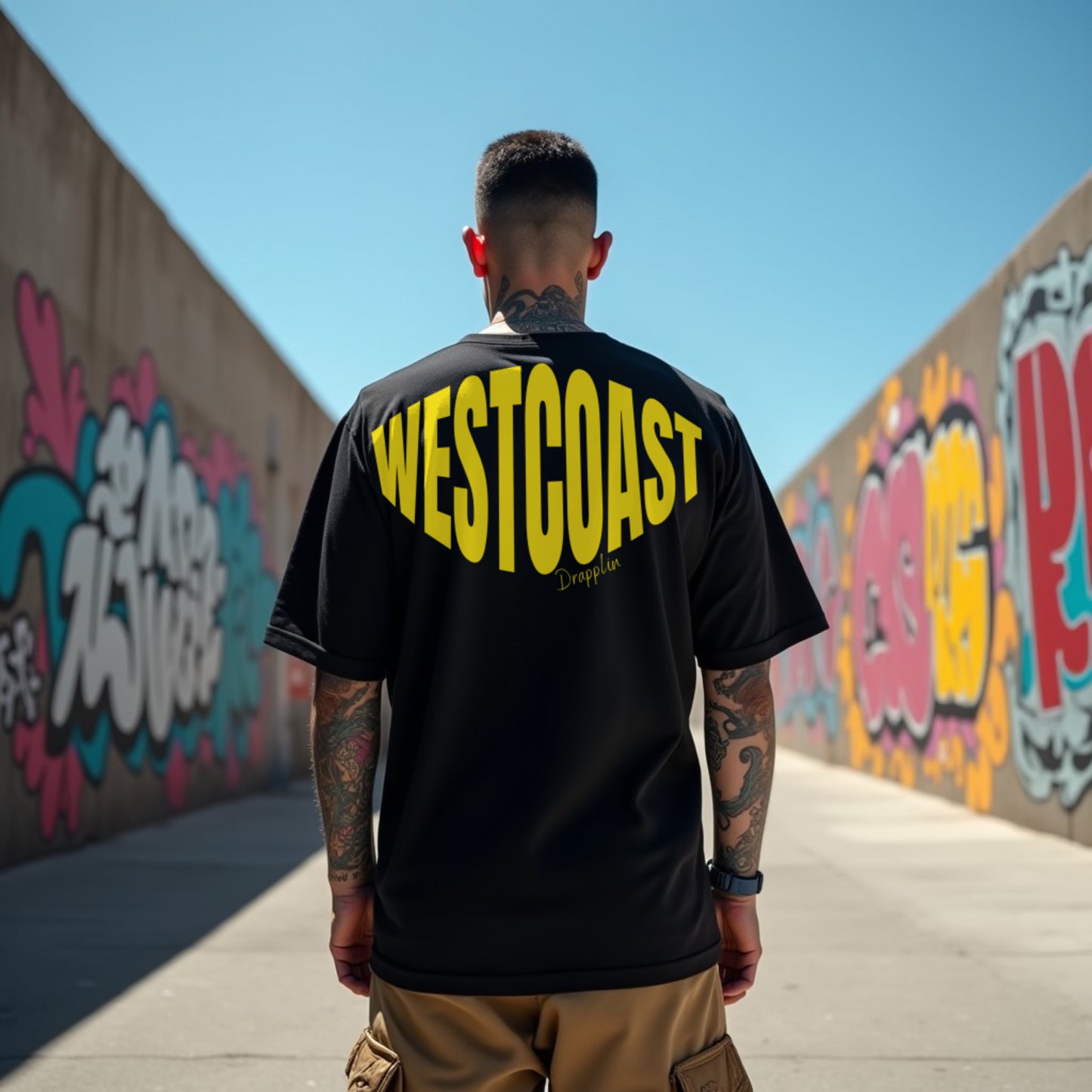 Westcoast Premium Black Oversized Typography Back Printed T-shirt