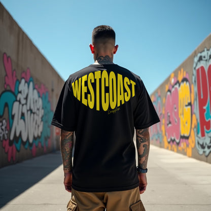 Westcoast Premium Black Oversized Typography Back Printed T-shirt