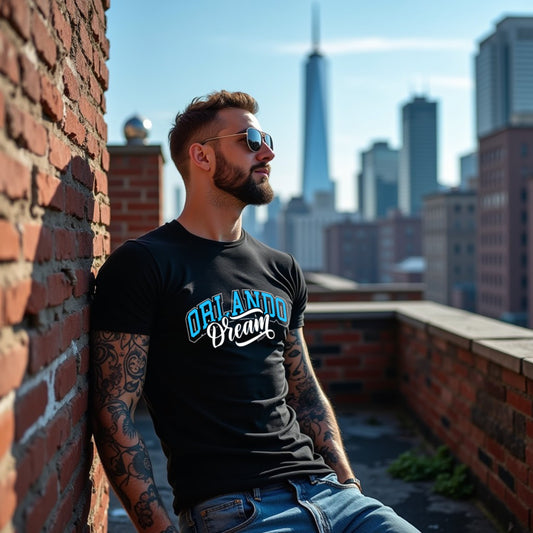 Orlando Black Crew Neck Graphic Printed T-shirt