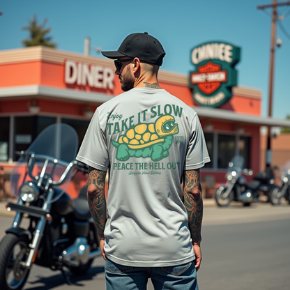 Take It Slow Grey Mélange Oversized Typography Back Printed T-shirt