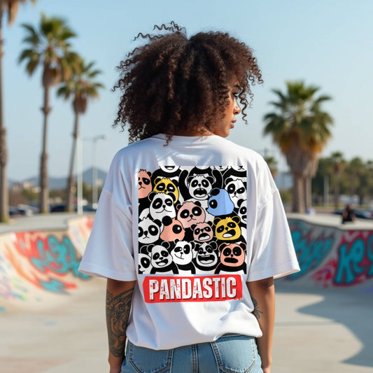 Pandastic Premium Woman White Oversized Printed T-shirt