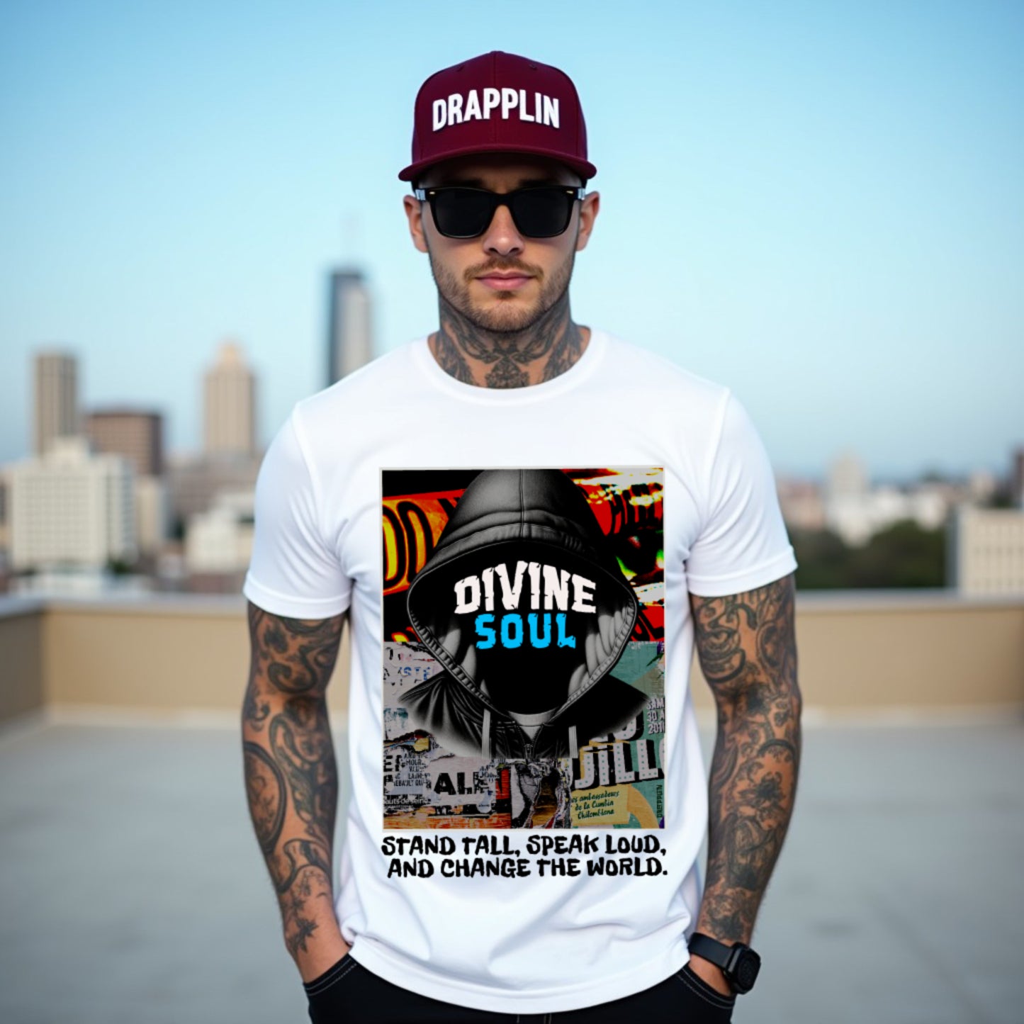 Divine Soul White Crew Neck Graphic Printed T-shirt