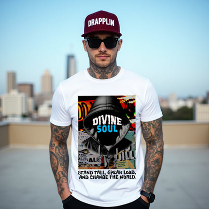 Divine Soul White Crew Neck Graphic Printed T-shirt