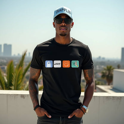 Drapplin Boxes Black Crew Neck Graphic Printed T-shirt