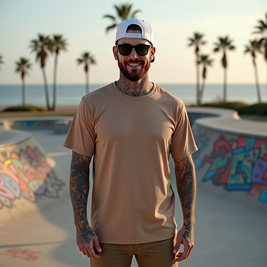 Premium Mushroom Regular Crew Neck Solid Plain T-shirt