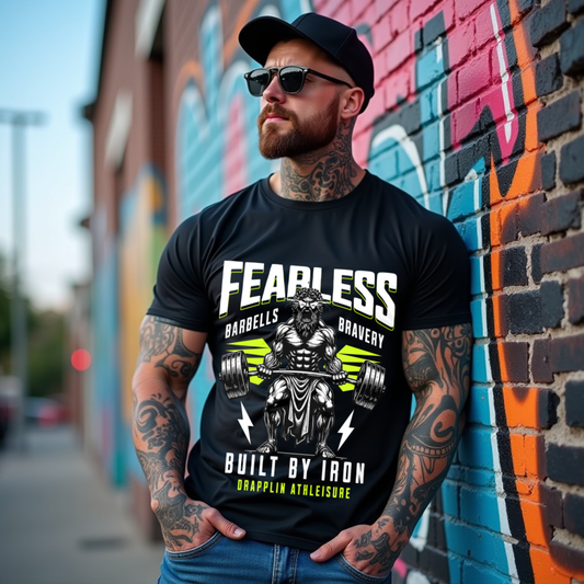 Fearless Black Crew Neck Graphic Printed T-shirt