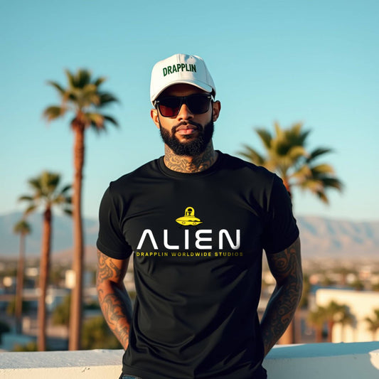 Alien Black Crew Neck Graphic Printed T-shirt