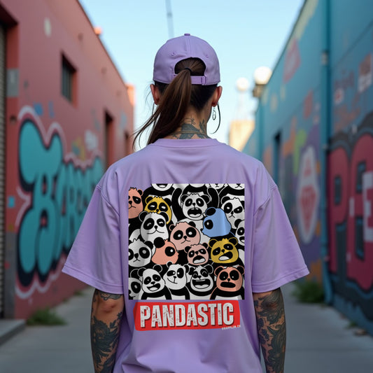 Pandastic Premium Woman Lavender Oversized Printed T-shirt