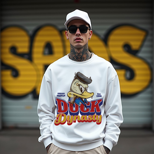 Duck Dynasty White Regular Printed Sweatshirt