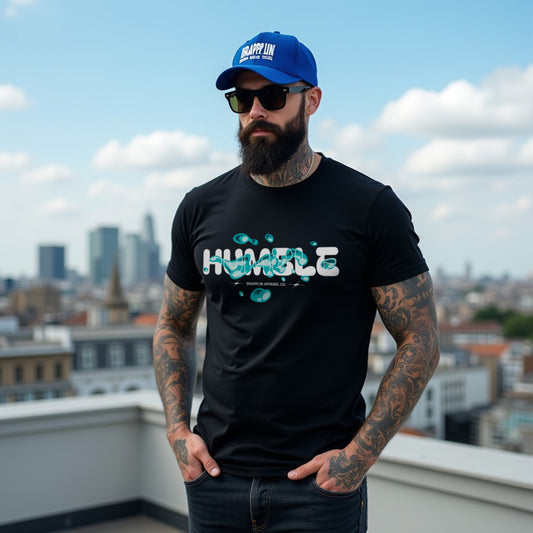 Humble Black Crew Neck Graphic Printed T-shirt