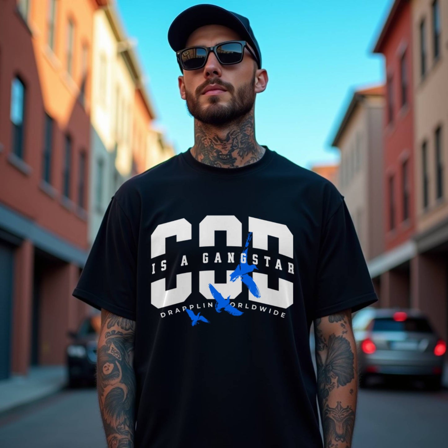 God Gangster Premium Black Oversized Typography Printed T-shirt