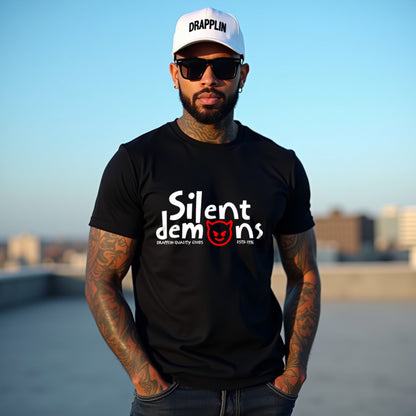 Silent Demons Black Crew Neck Graphic Printed T-shirt