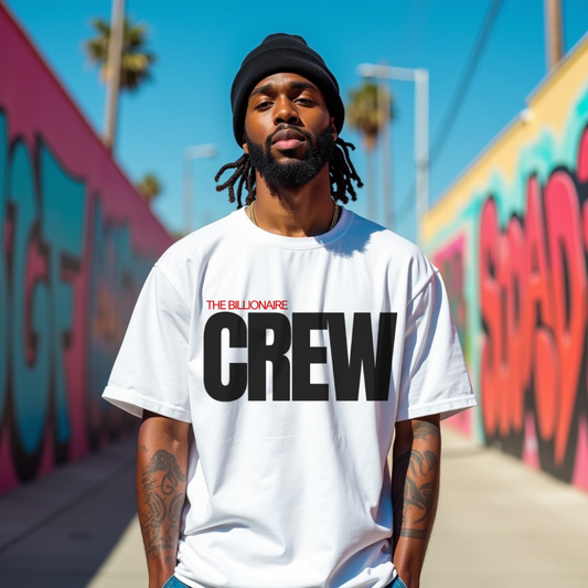 Crew Premium White Oversized Typography Back Printed T-shirt
