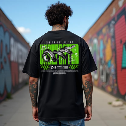 Undefeated Premium Black Oversized Typography Back Printed T-shirt