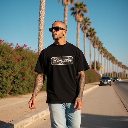 Drapplin Unisex Black Premium Oversized Printed T-shirt