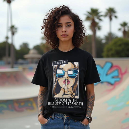 Beauty And Strength Premium Black Woman Oversized Printed T-shirt
