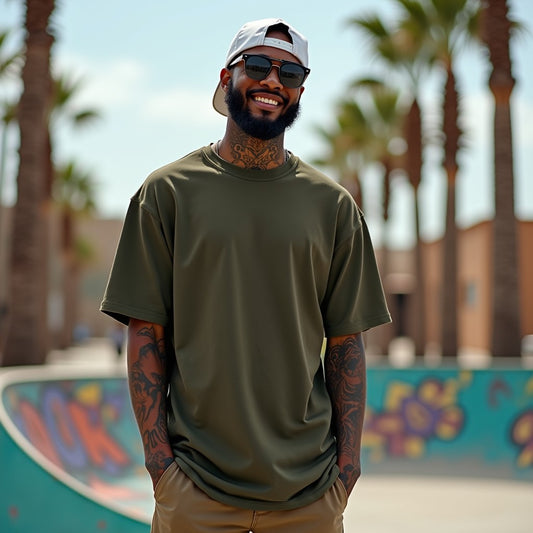 Premium Olive Green Oversized Solid Plain T-shirt