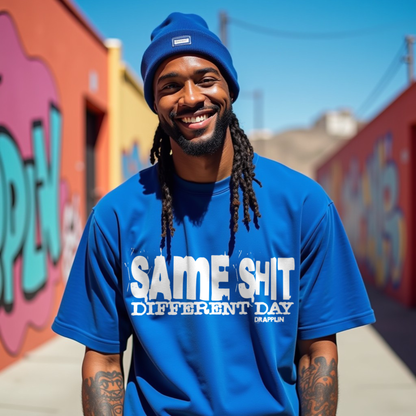 Different Premium Royal Blue Oversized Typography Printed T-shirt