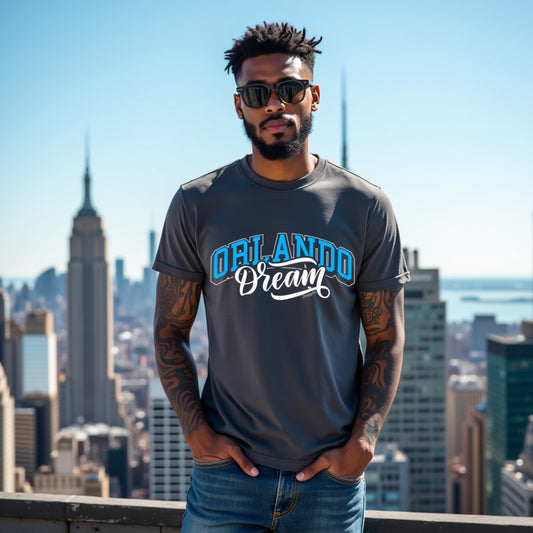 Orlando Charcoal Mélange Crew Neck Graphic Printed T-shirt