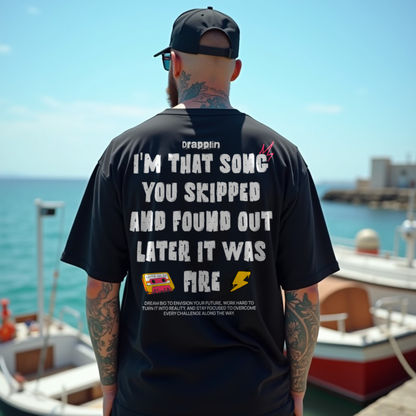 Song Premium Black Oversized Typography Back Printed T-shirt