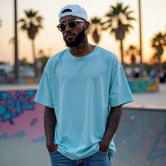 Premium Baby Blue Oversized Solid Plain T-shirt