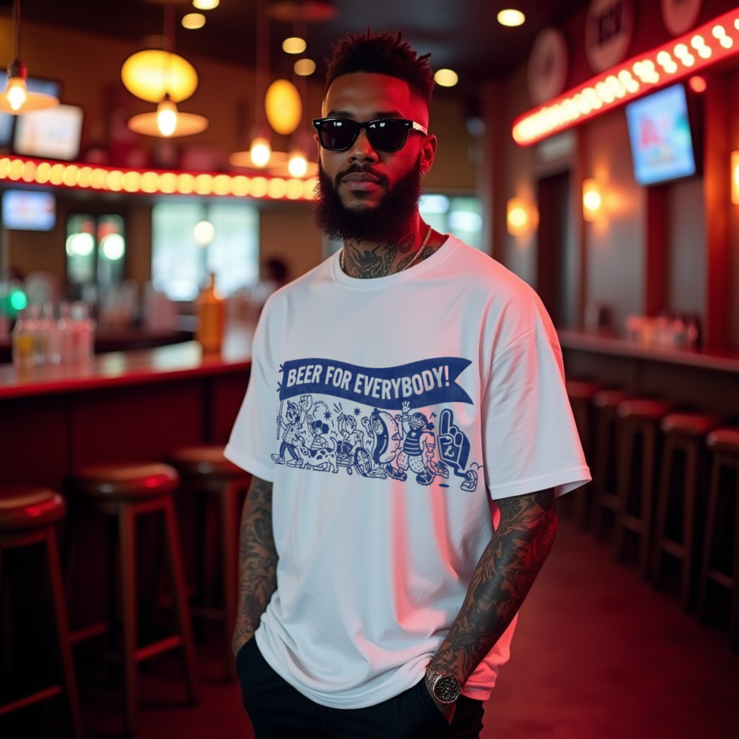 Beer Premium White Oversized Printed T-shirt