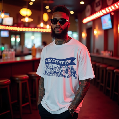 Beer Premium White Oversized Printed T-shirt