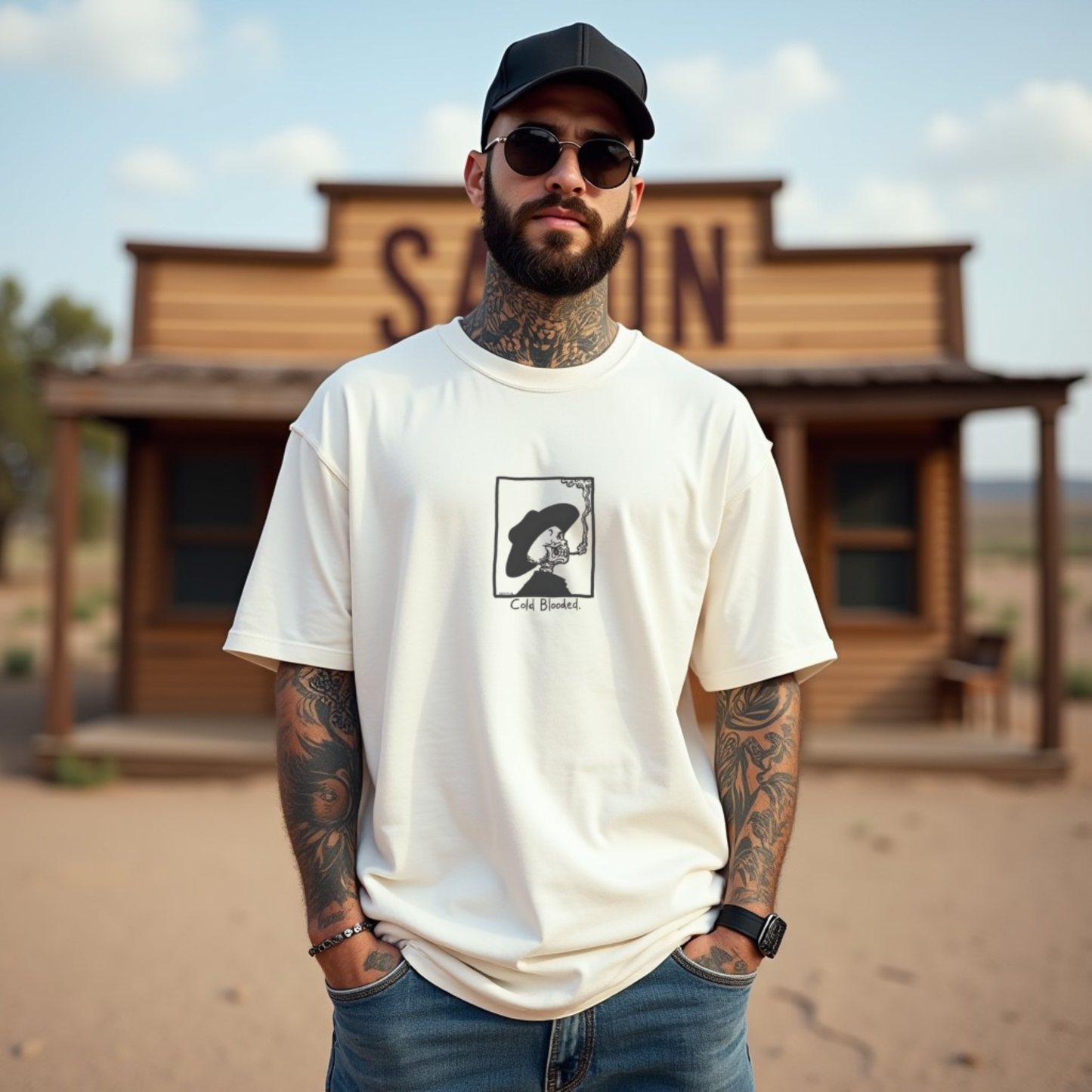 Cold Blooded Premium White Oversized Printed T-shirt