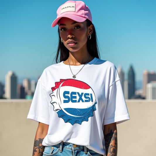 Sexsi Premium Woman White Oversized Printed T-shirt