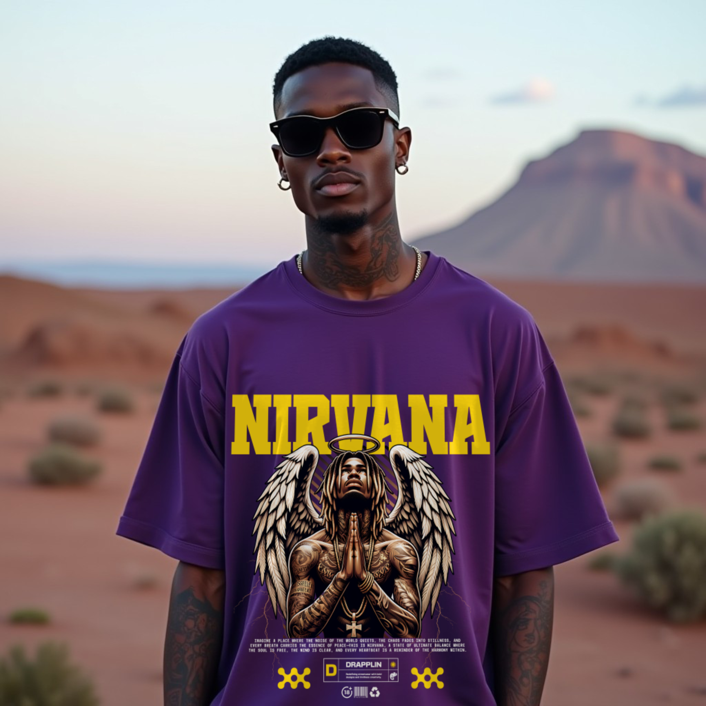 Nirvana Premium Purple Oversized Typography T-shirt