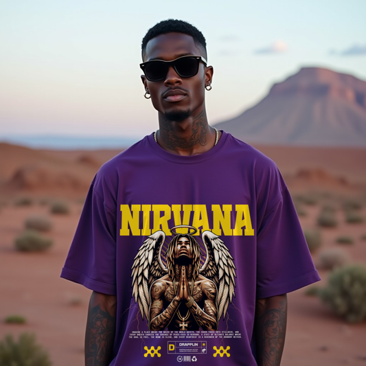Nirvana Premium Purple Oversized Typography T-shirt