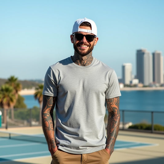 Premium Grey Mélange Regular Crew Neck Solid Plain T-shirt